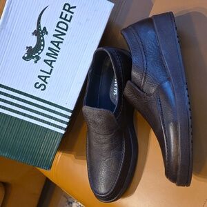 Salamander Dark Brown Leather Slip-On Loafers